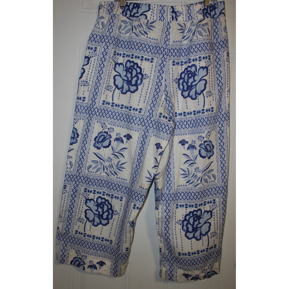 H Halston Linen Pants SZ XL‎ Coastal Luury Wide Leg Summer Pockets Resort - Picture 5 of 6